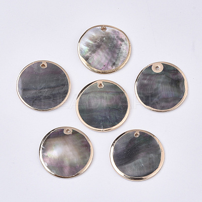 Natural Black Lip Shell Pendants SSHEL-T012-02-1