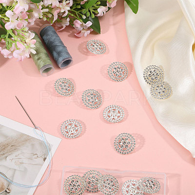 16Pcs  1-Hole Alloy Rhinestone Shank Buttons BUTT-CA0001-32-1