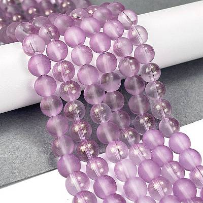 Frosted Transparent Glass Bead Strands X1-GLAA-P065-8mm-07-1