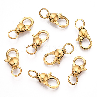 304 Stainless Steel Swivel Lobster Claw Clasps STAS-R065-10G-1