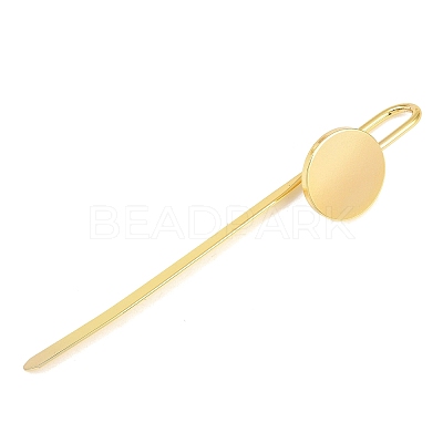 Flat Round  Iron Stamping Blank Swan Neck Bookmark Findings AJEW-B032-01C-G-1