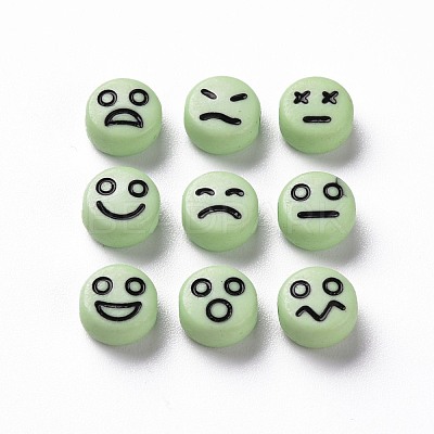 Opaque Pale Green Acrylic Beads X-MACR-N008-42-C09-1