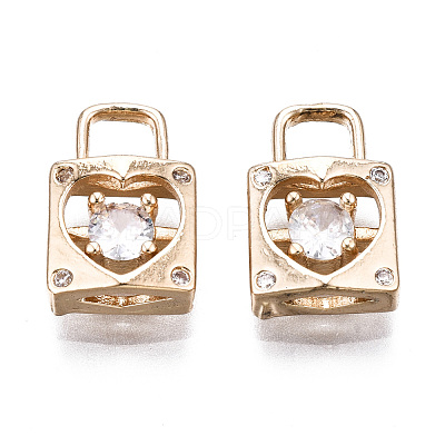 Brass Micro Pave Clear Cubic Zirconia Charms KK-S359-095-RS-1