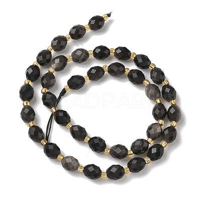 Natural Silver Sheen Obsidian Beads Strands G-F809-A28-01-1
