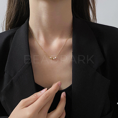Elegant 304 Stainless Steel & Imitation Pearl Star Pendant Necklaces for Women FW5456-1