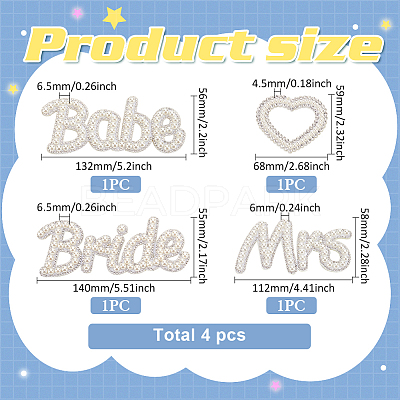 4Pcs 4 Styles Word Non-Woven Fabrics Computerized Embroidery Iron on/Sew on Patches DIY-FG0005-41-1