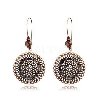 National Style Alloy Wood Dangle Earrings FS-WG6B91F-01-1