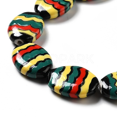 Handmade Printed Porcelain Beads PORC-F005-01C-1