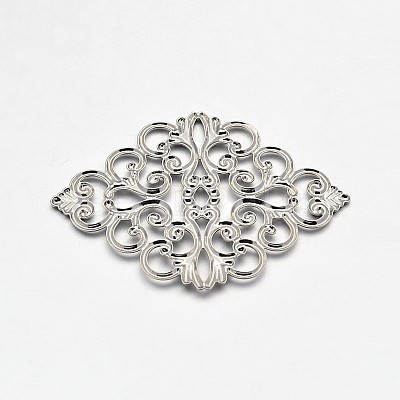 Brass Rhombus Filigree Findings KK-L056-02P-1