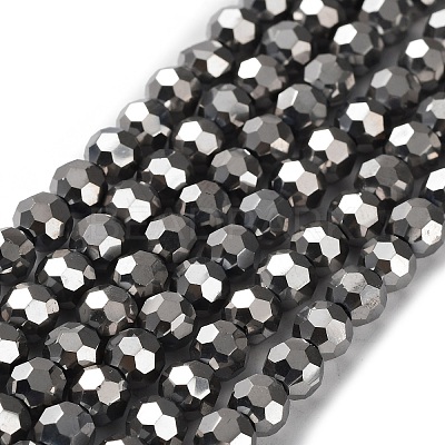Faceted(32 Facets) Electroplate Glass Bead Strands X-EGLA-R042-6mm-06-1