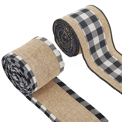 2 Rolls 2 Colors Imitation Burlap Ribbon DIY-CY0001-75-1
