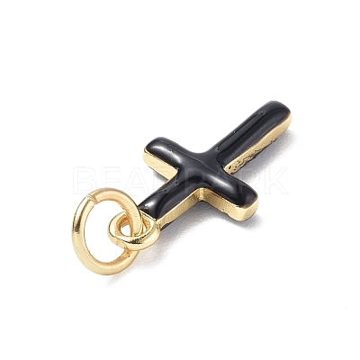 Real 18K Gold Plated Eco-Friendly Rack Plating Brass Enamel Pendants KK-F845-40G-04-1