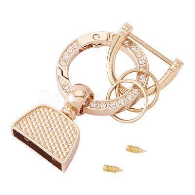 1Pc DIY Alloy Rhinestone Spring Gate Rings Keychains FIND-TA0008-54C-G-1