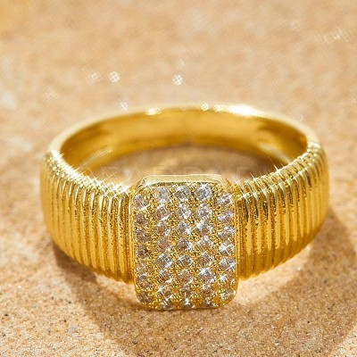 Brass Micro Pave Clear Cubic Zirconia Finger Rings FS-WGEE21A-04-1