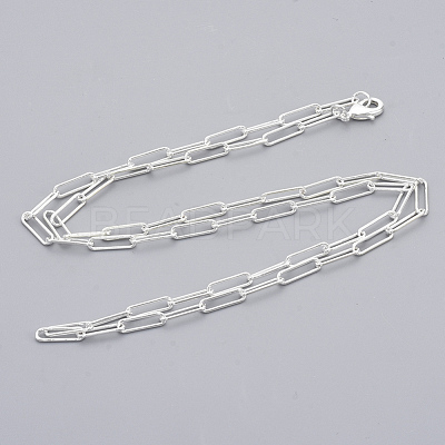 Brass Round Oval Paperclip Chain Necklace Making MAK-S072-04B-S-1