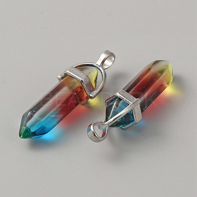 Glass Double Terminal Pointed Pendants G-WH0016-40F-1