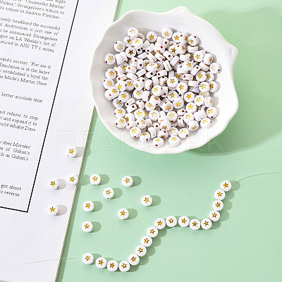 White Opaque Acrylic Beads PACR-YW0001-04A-1