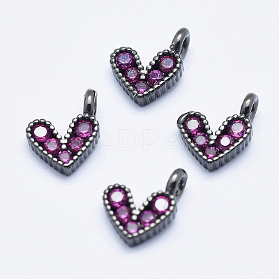 Brass Micro Pave Cubic Zirconia Charms ZIRC-J040-08B-NR-1