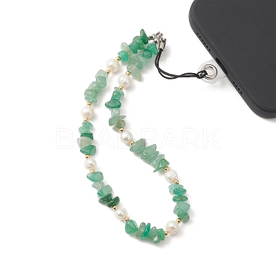 Gemstone Chips & Cultured Freshwater Pearl Beaded Mobile Straps HJEW-JM01097-1