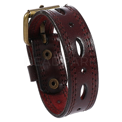 Alloy Cowhide Cord Bracelets for Women Men BJEW-WH20007-15A-1
