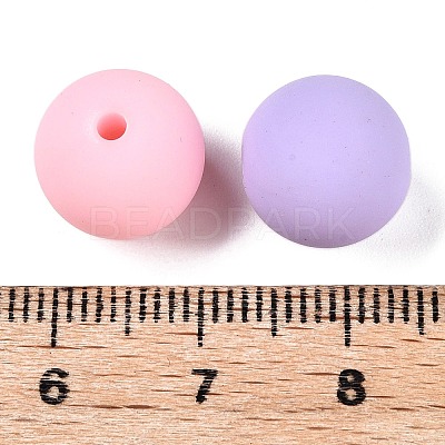 Rubberized Style Imitated Silicone Acrylic Beads MACR-T048-01B-14-1