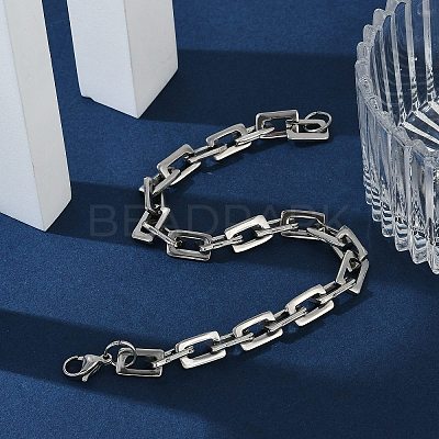 Tarnish Resistant Rectangle 201 Stainless Steel Chain Bracelets X-BJEW-N240-06P-1