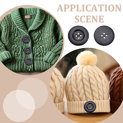 44Pcs Wood Buttons BUTT-PH0001-42A-1
