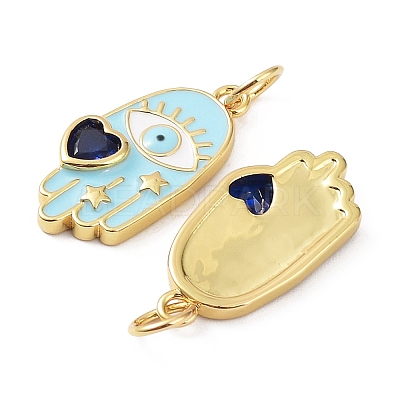 Rack Plating Brass Enamel with Glass Pendants LS-KK-B076-11G-1