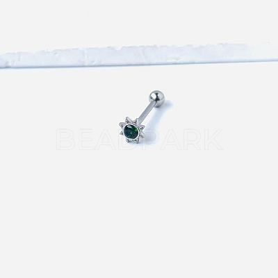 Sun 316L Surgical Stainless Steel with Synthetic Opal Tongue Rings FS-WGFD6E3-08-1