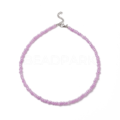7Pcs 7 Color Glass Seed Beaded Necklaces Set for Women NJEW-JN04182-1