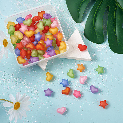 100Pcs 2 Style Frosted Acrylic Beads FACR-BT0001-01-1