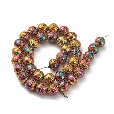 Electroplated Natural Lava Rock Beads Strands X-G-S352-30D-07-1