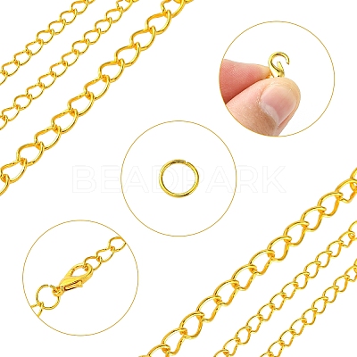 Iron Ends with Twist Chain Extension & Open Jump Rings DIY-YW0010-74G-1