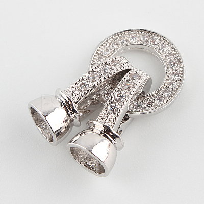 Brass Micro Pave Cubic Zirconia Fold Over Clasps X-ZIRC-P003-27P-1