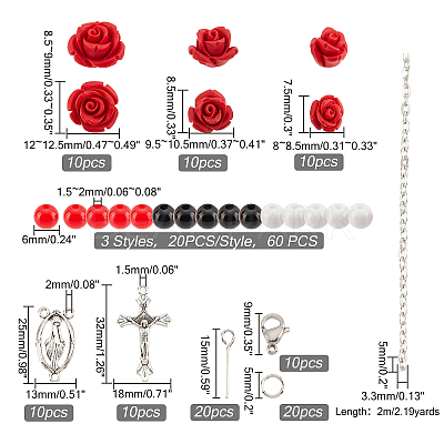 Religion and Rose Beads Necklace DIY Making Kit DIY-FH0004-05-1
