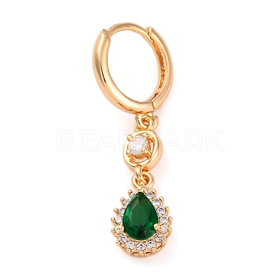 Brass Micro Pave Cubic Zirconia Leverback Earrings EJEW-K300-49G-1