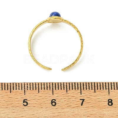 Gemstone Round 304 Stainless Steel Cuff Open Rings for Women RJEW-JR01063-1