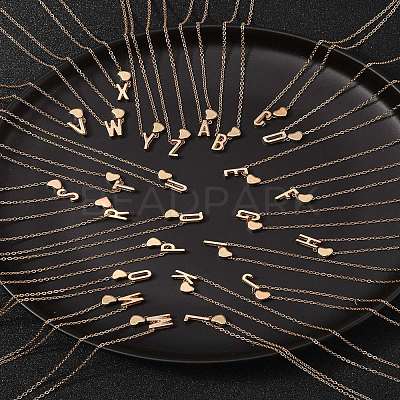 Alloy Letter Heart Pendant Necklaces for Women NJEW-FS0001-09M-1