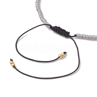 Adjustable Natural Labradorite & Seed Braided Bead Bracelets BJEW-JB10181-04-1