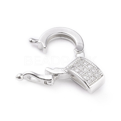 Brass Micro Pave Clear Cubic Zirconia Twister Clasps ZIRC-L097-021P-1