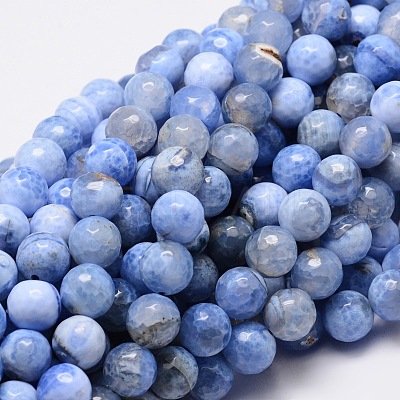 Dyed Natural Agate Faceted Round Beads Strands X-G-E320C-10mm-03-1