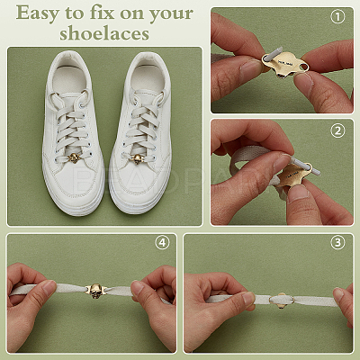2Pairs 2 Colors Detachable Brass Shoe Decoration AJEW-FG0007-77-1