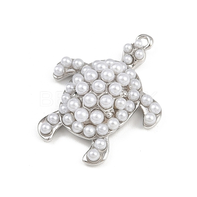 Turtle Brass ABS Imitation Pearl Pendants KK-I352-04F-P-1