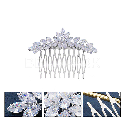 Cubic Zirconia Hair Combs PW-WG10096-03-1