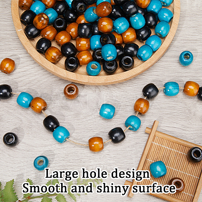 180Pcs 3 Colors Natural Wood Dyed Beads WOOD-GF0002-04-1