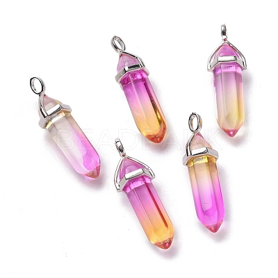 Faceted Bullet Glass Pointed Pendants KK-E282-01P-08-1