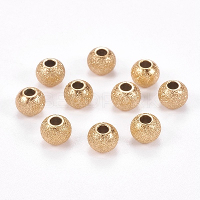 Ion Plating(IP) 304 Stainless Steel Textured Beads STAS-I081-6mm-04G-1