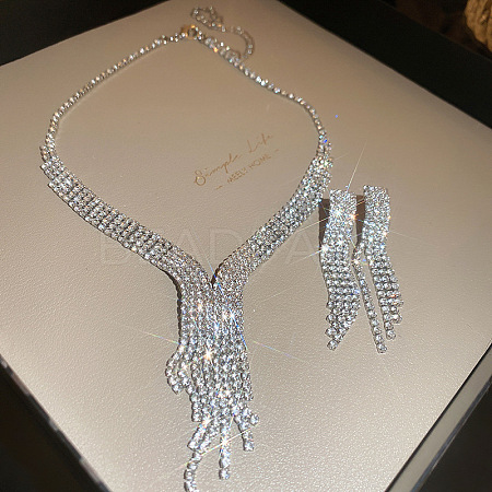 Brass Rhinestone Tassels Jewerly Sets WGFAAA4-02-1