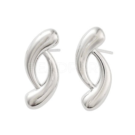 Teardrop Brass Stud Earrings EJEW-Q811-15P-1