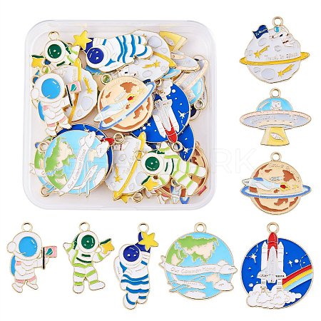 32Pcs 8 Style Alloy Enamel Pendants ENAM-SZ0002-96-1